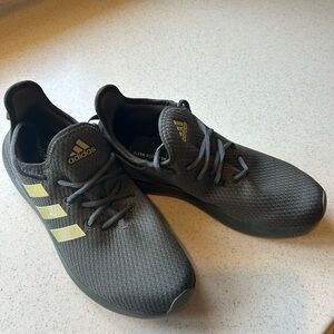 adidas Gray Athletic Shoes with Gold Accents